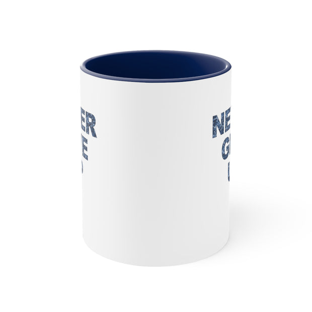 Never Give Up Accent Coffee Mug, 11oz Blue