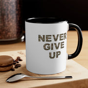 Never Give Up Accent Coffee Mug, 11oz Black